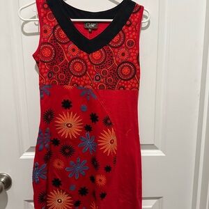 Chic Red and Black Patterned Mini Dress